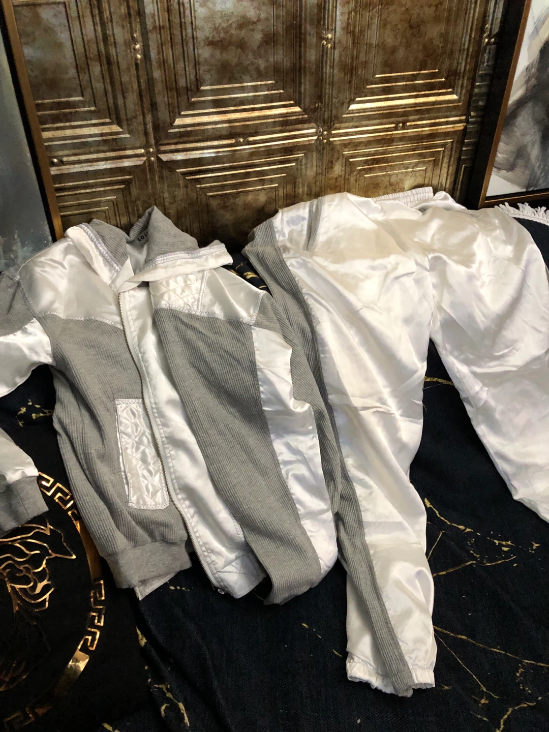 Grey and White Tracksuit Set