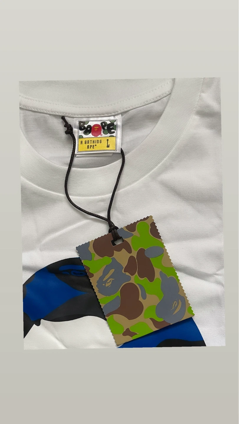 BAPE Blue Camo Ape T-Shirt (White) - photo 3