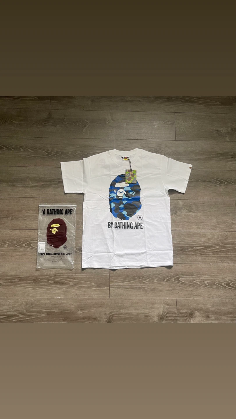 BAPE Blue Camo Ape T-Shirt (White)