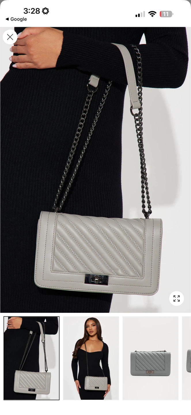 Quilted Shoulder Bag - Grey