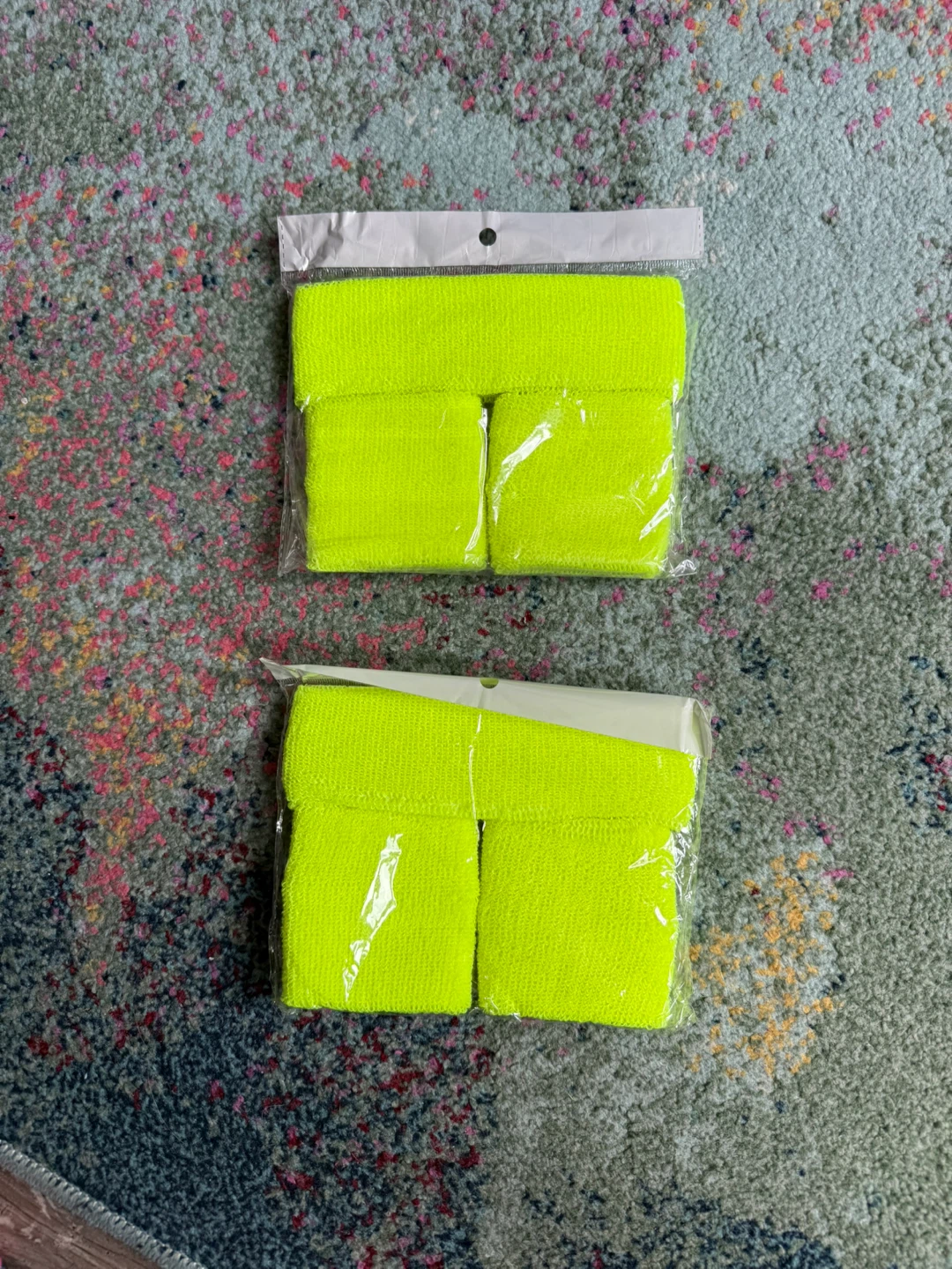 Set of 4 Neon Yellow Wristbands & Headband