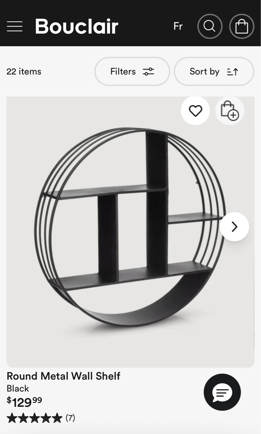 Bouclair Black Round Metal Wall Shelf