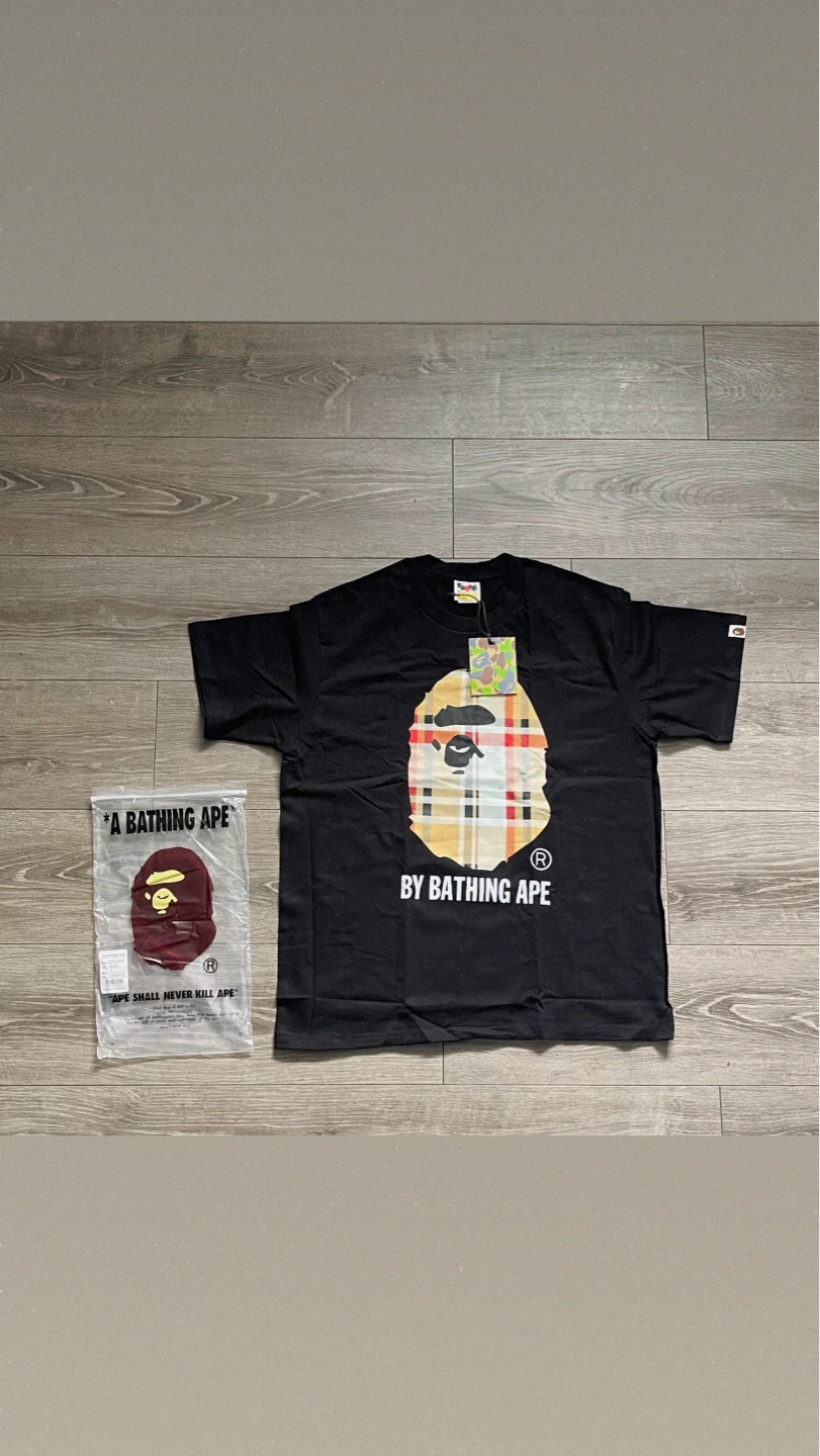 Bape Plaid Ape T- Shirt (Black)