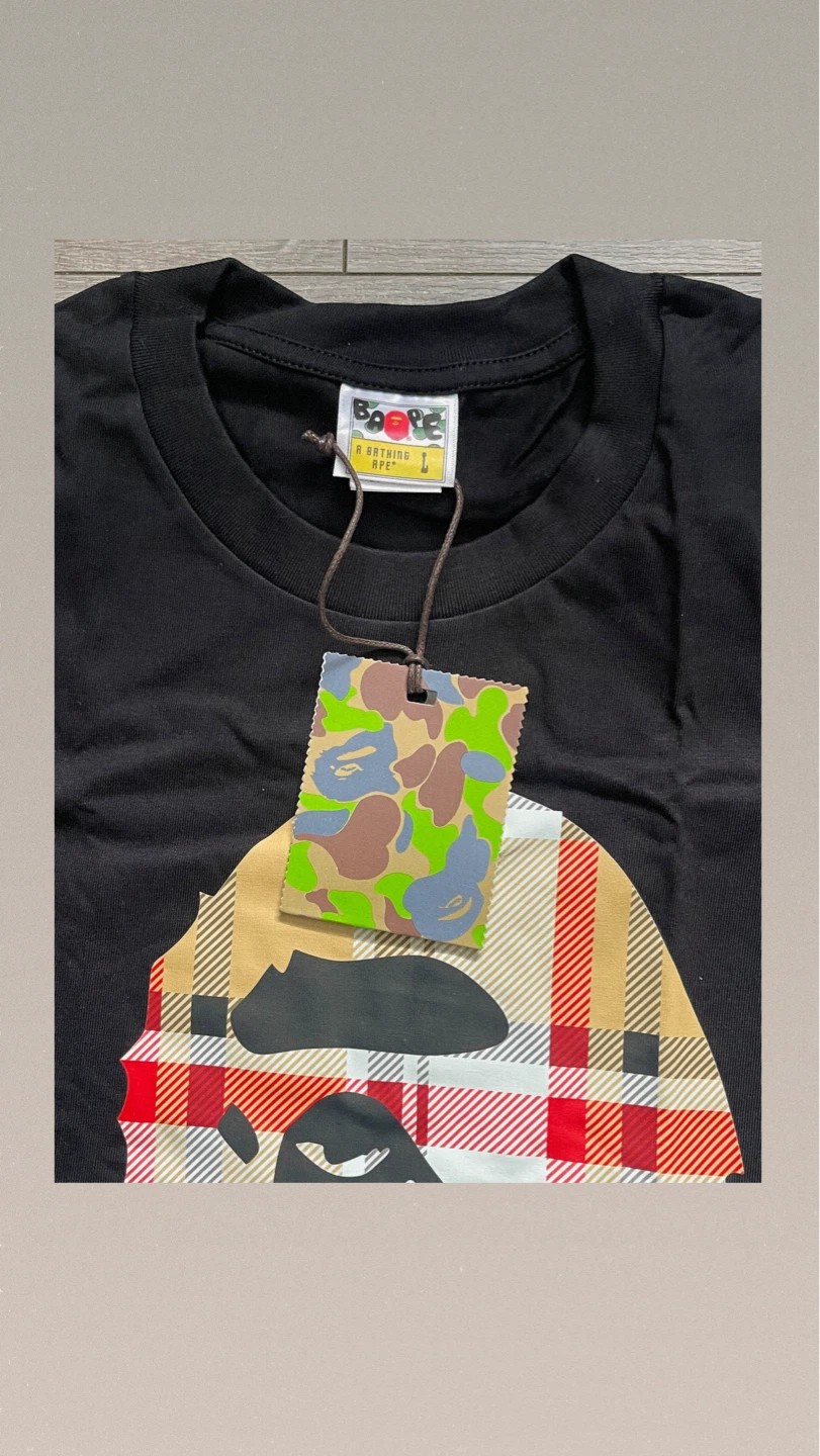 Bape Plaid Ape T- Shirt (Black) - photo 3