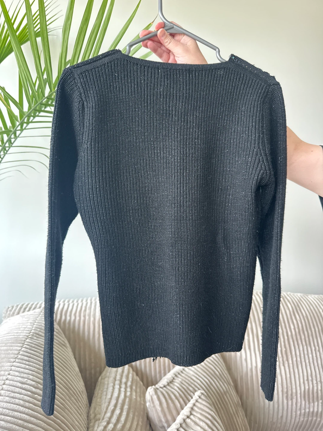 Black Knit Sweater with Beaded Embellishments - photo 2