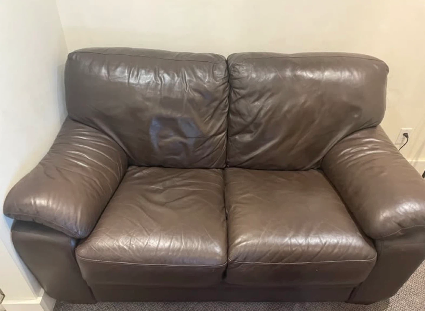 Brown Leather Loveseat