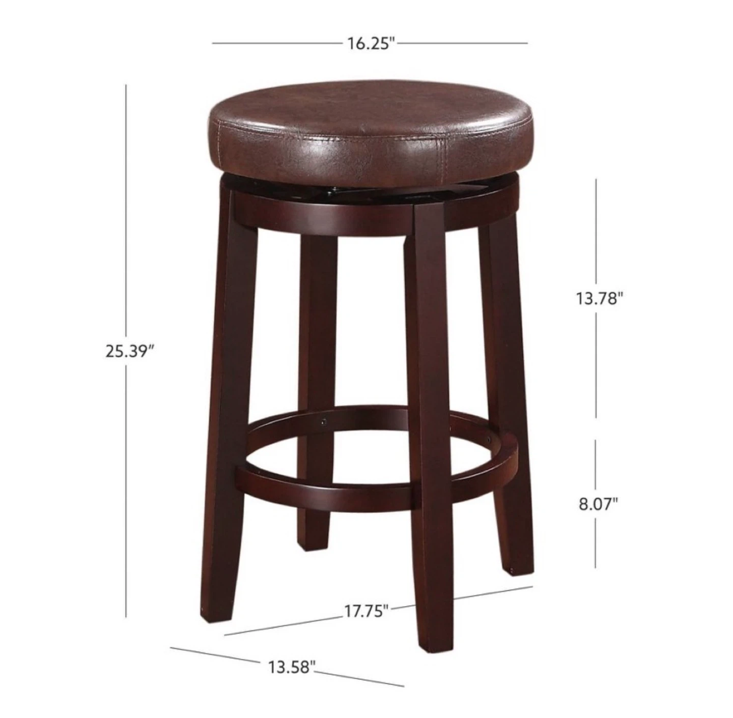 Swivel Bar Stool - Brown Faux Leather - photo 2