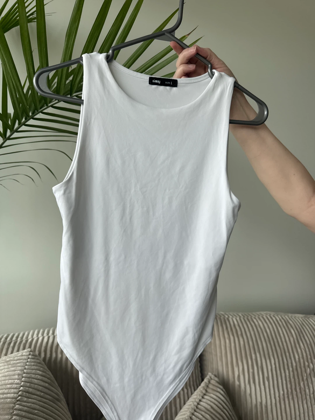 Sinsay White Sleeveless Bodysuit - Size L
