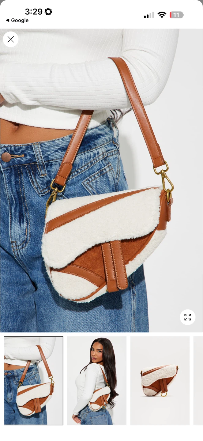 White and Tan Saddle Bag