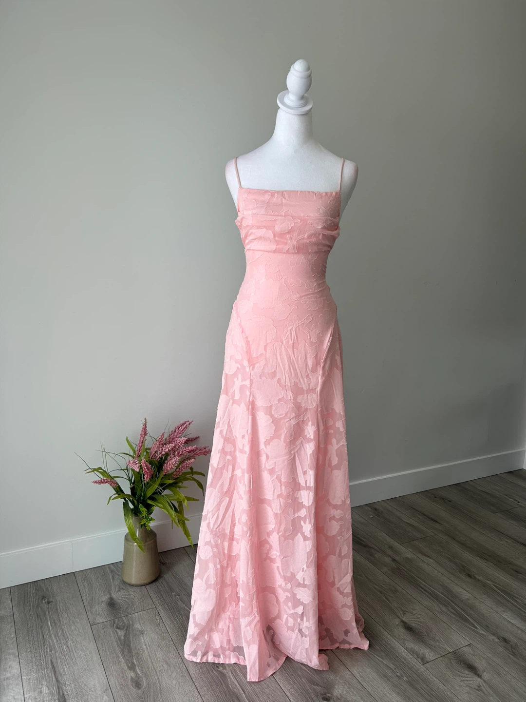 Pink Maxi Dress with Lace-Up Back - photo 2