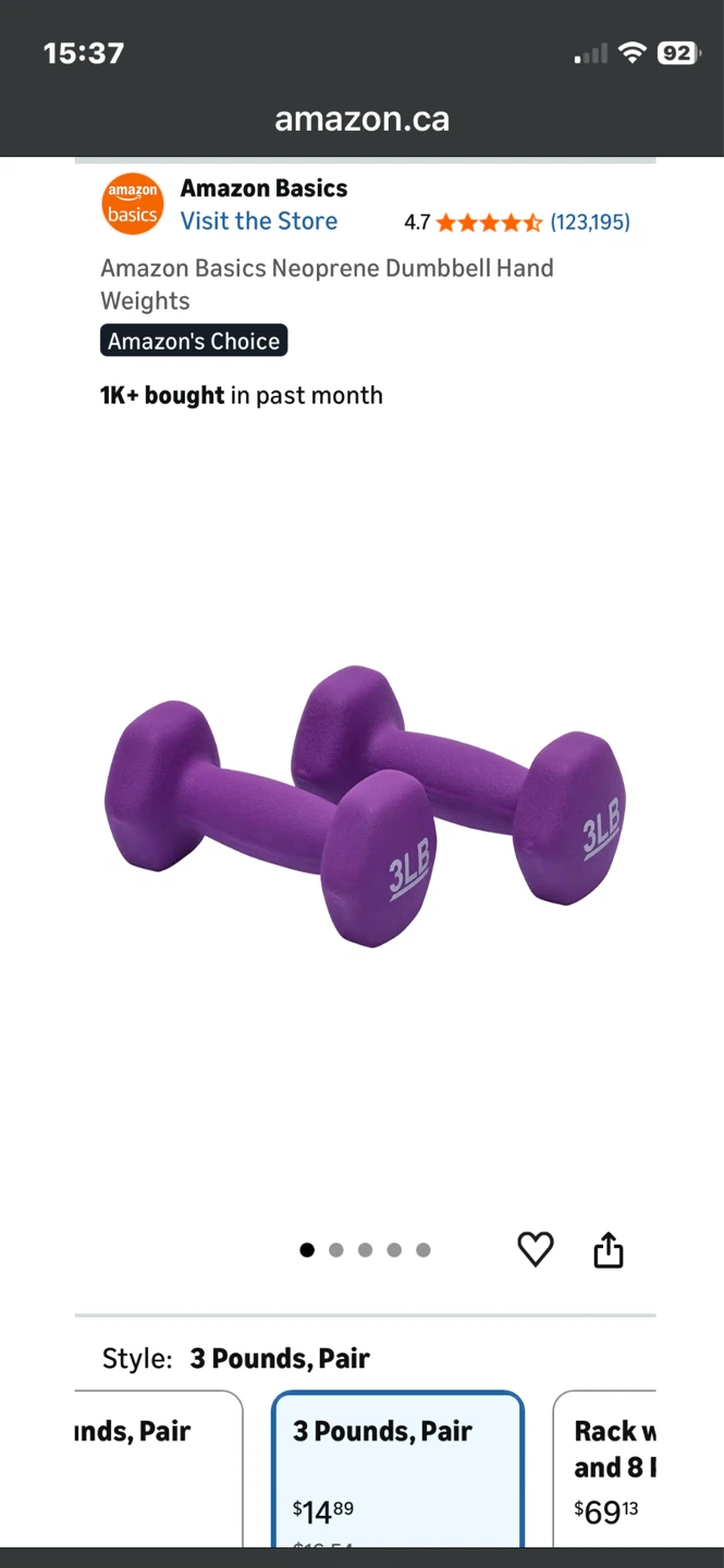 Amazon Basics 3LB Dumbbells (1 pair) - photo 2
