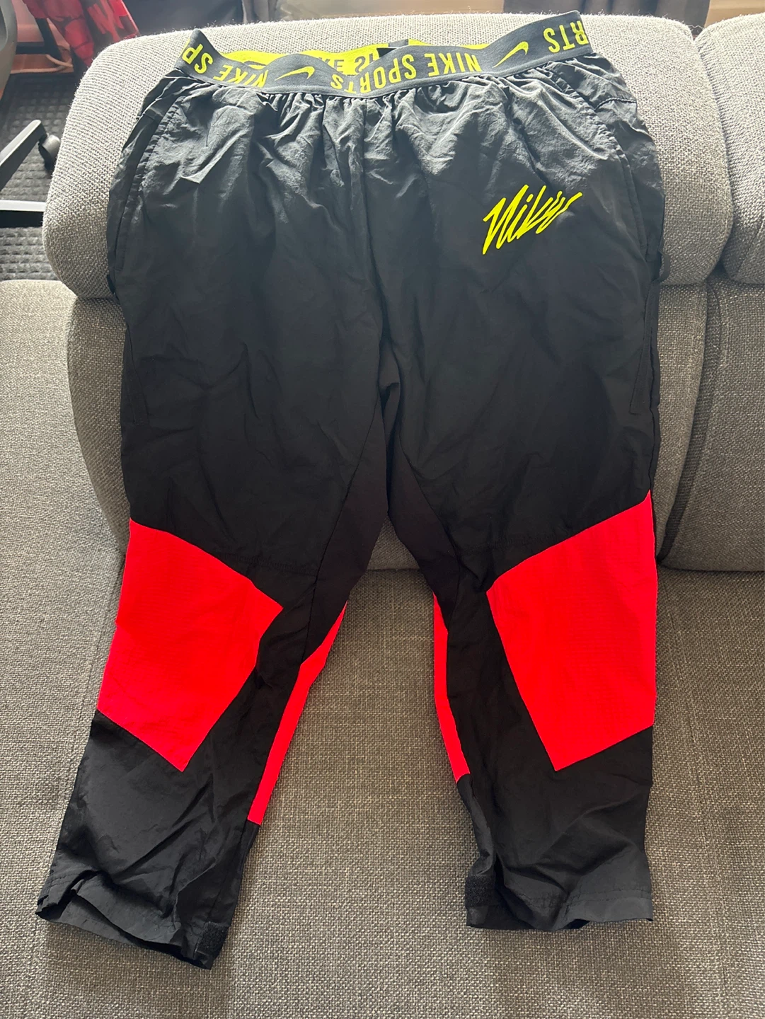 Nike Sports Red & Black Nylon Track Pants