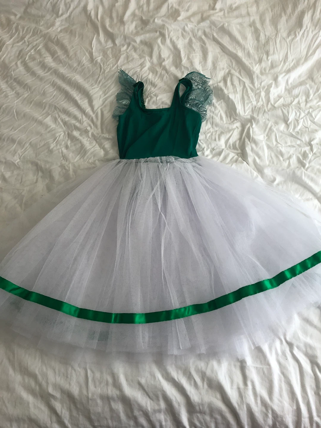 Girls Ballet Tutu Dress - Emerald Green and White - photo 2