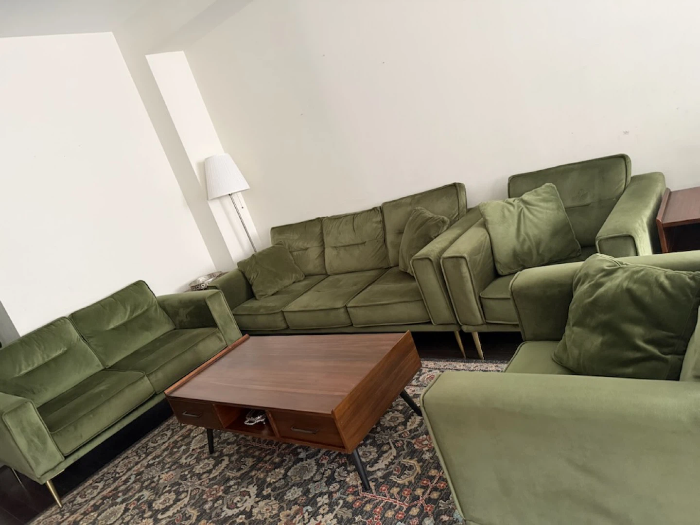 Ashley Furniture Green Velvet Sofa Set - photo 2