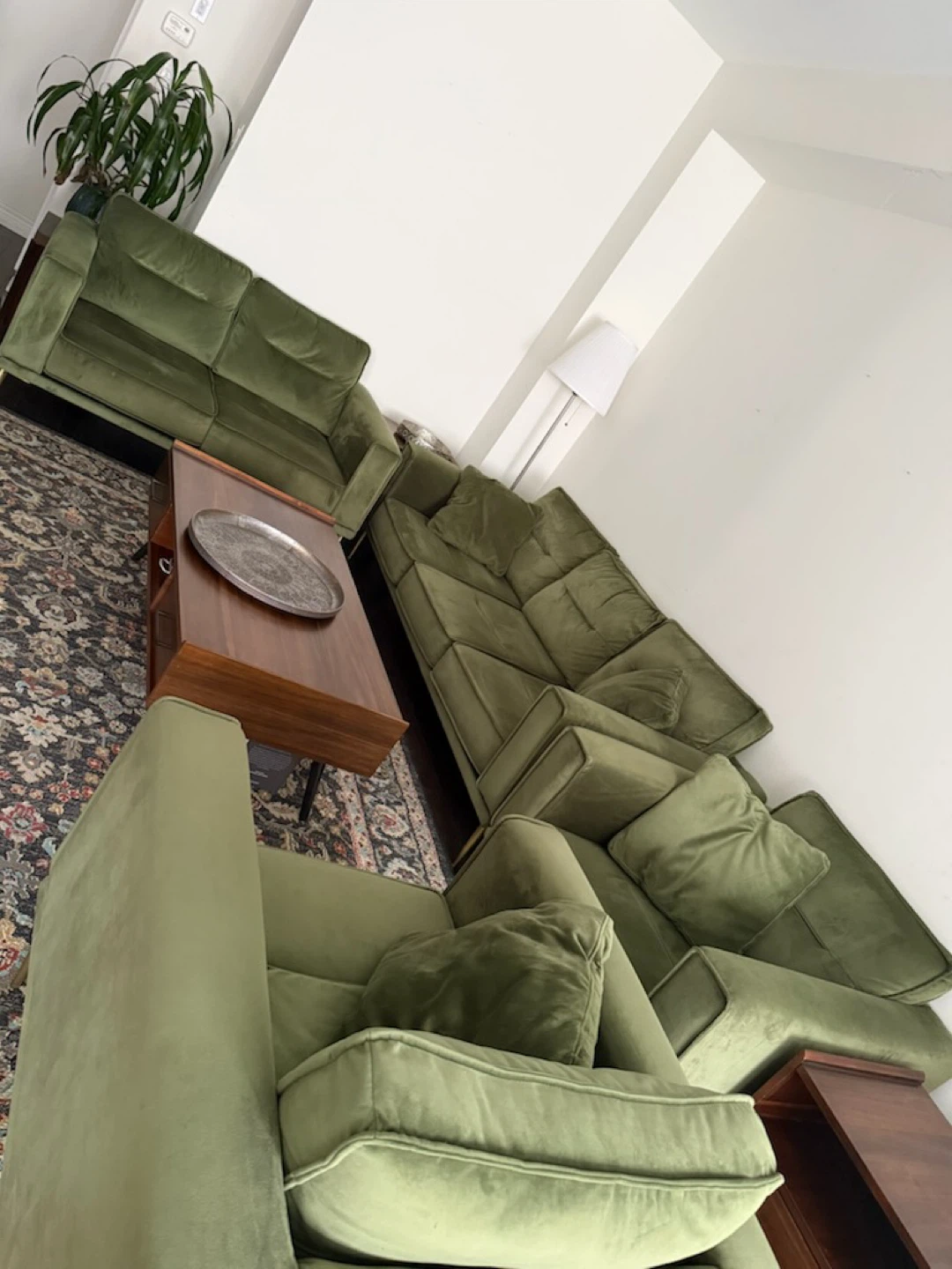 Ashley Furniture Green Velvet Sofa Set - photo 3