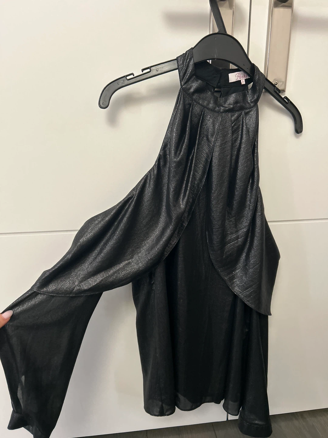 Parker Black Cold Shoulder Metallic Top Size S
