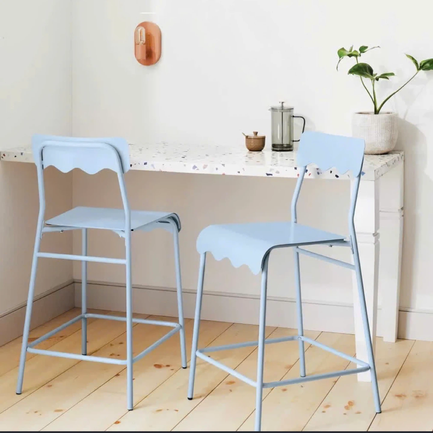 Room Essentials 2-Pack Blue Metal Counter-Height Stools - photo 3
