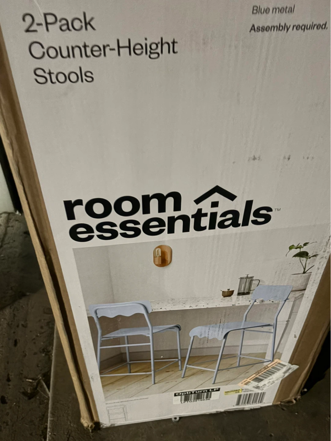 Room Essentials 2-Pack Blue Metal Counter-Height Stools