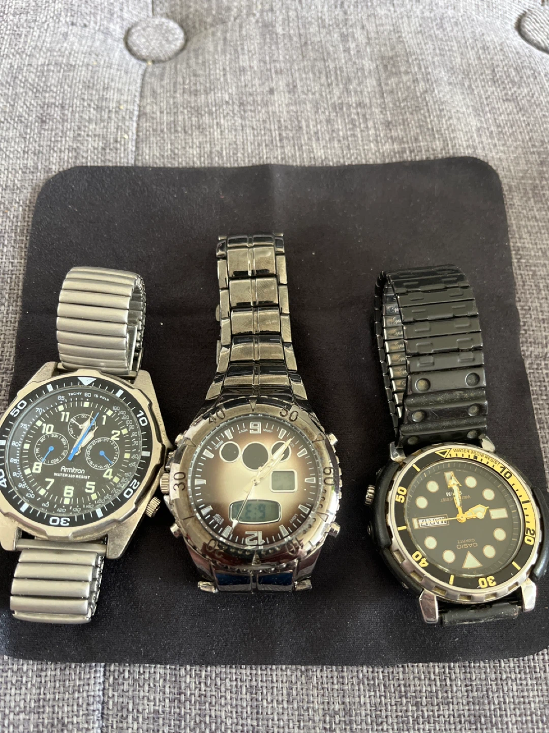 Lot of 3 Men's Watches: Armitron, Casio, and Unknown