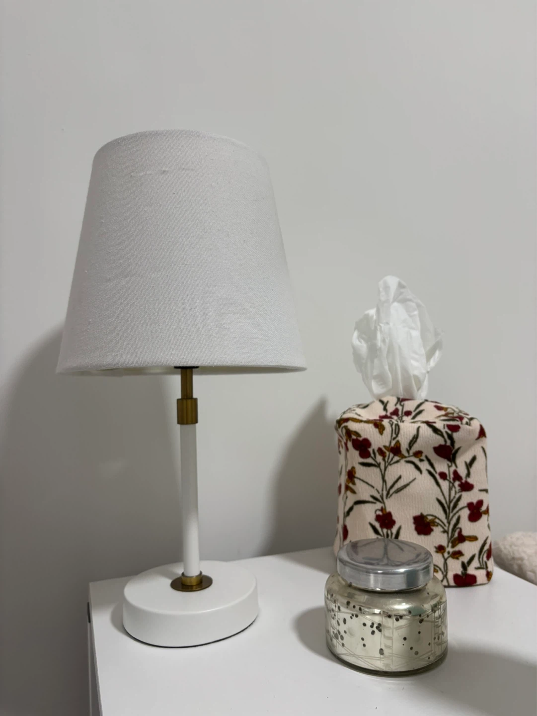 White Table Lamp with Gold Accents