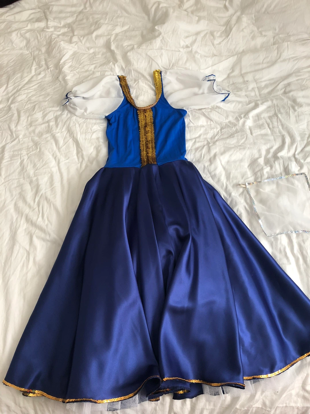 Blue and White satin Costume Dress