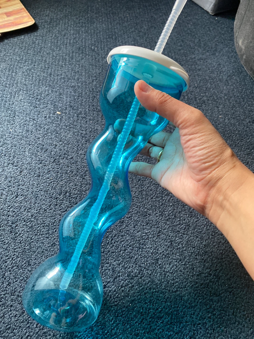 Blue Novelty Tumbler with Straw