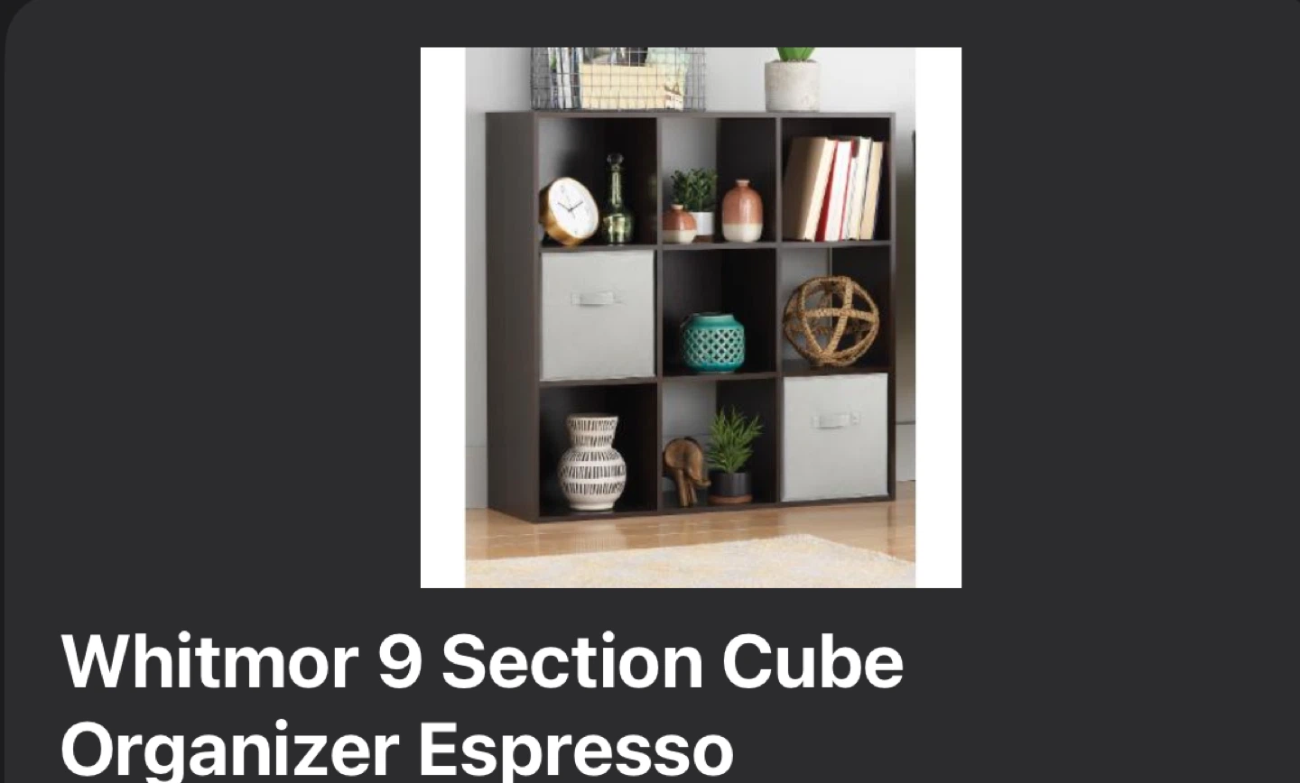 Whitmor 9 Section Cube Organizer - Black - photo 4