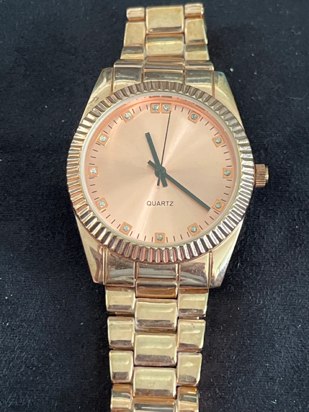 Gold-tone Quartz Watch with Rhinestones