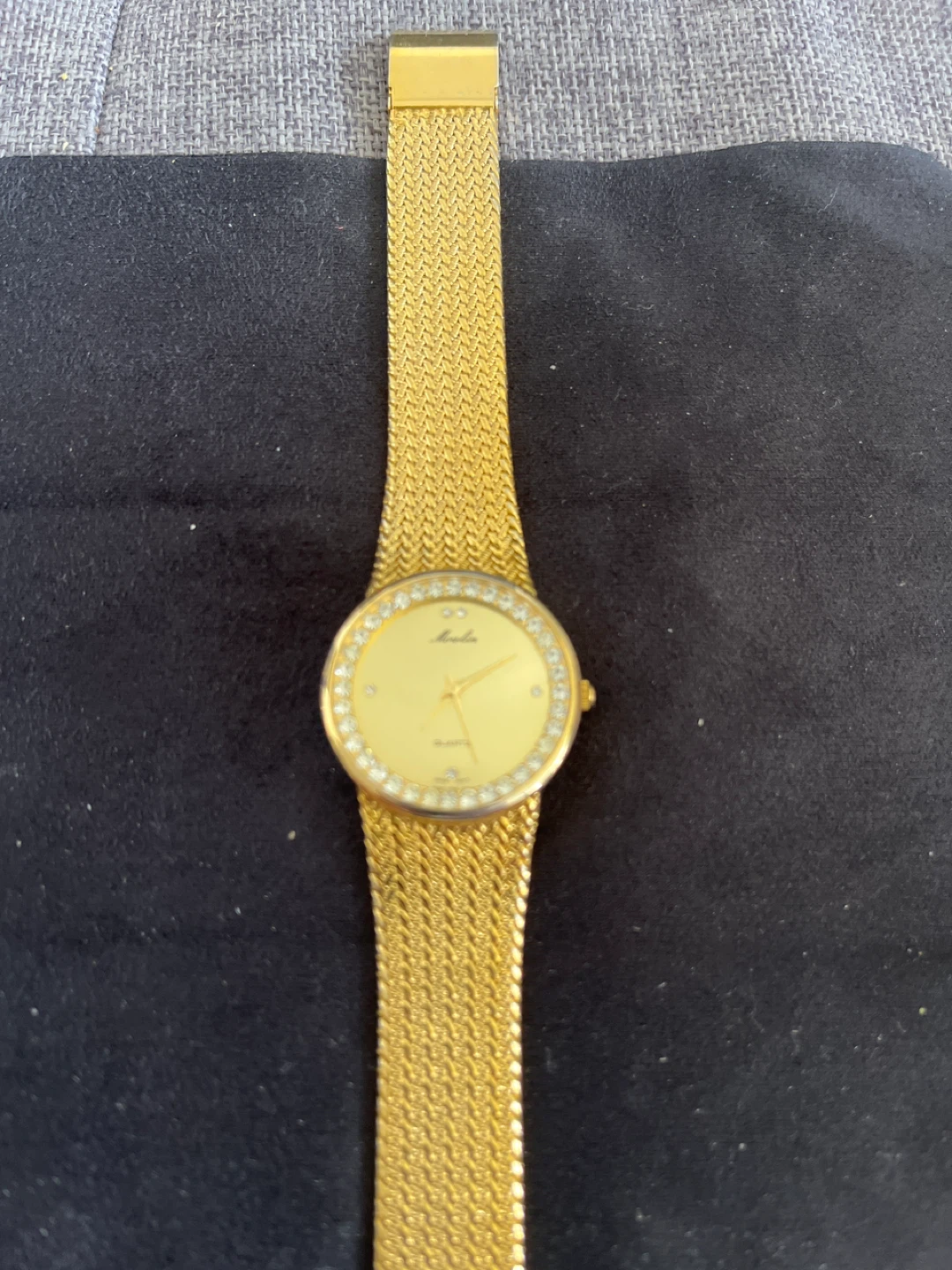 Moulin Women's Gold Tone Quartz Watch with Crystal Bezel - photo 2