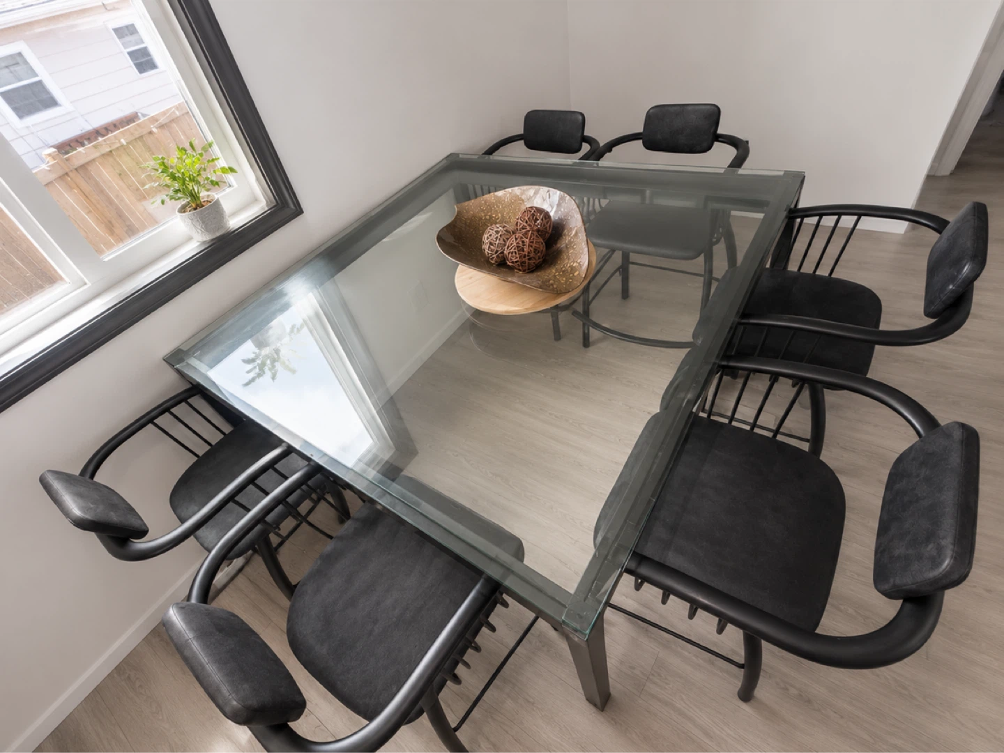 Glass Top Dining Table with 6 Chairs
