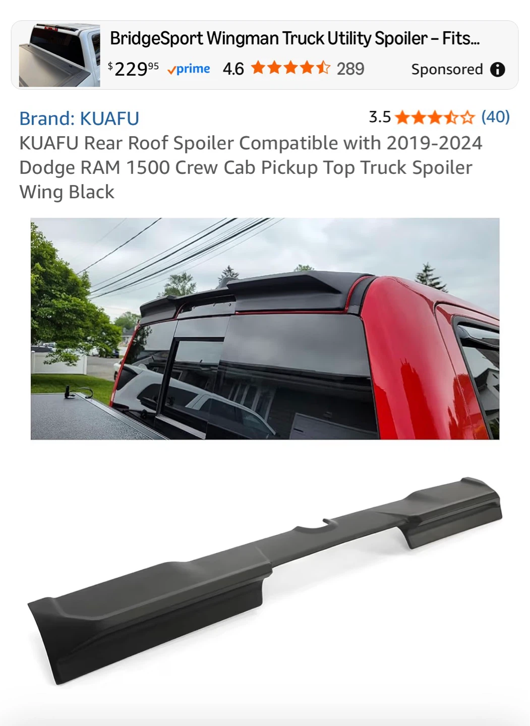 KUA FU Rear Roof Spoiler Wing Black - photo 5