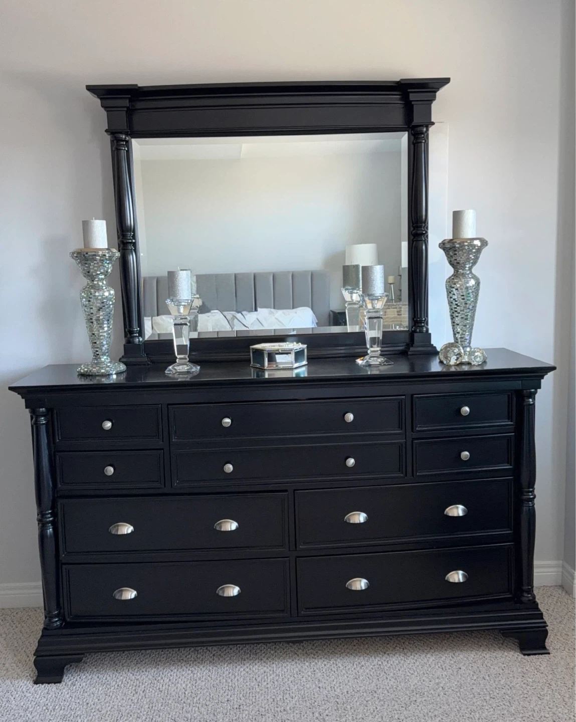 Black Bedroom Set - Dresser, Armoire, and Nightstands