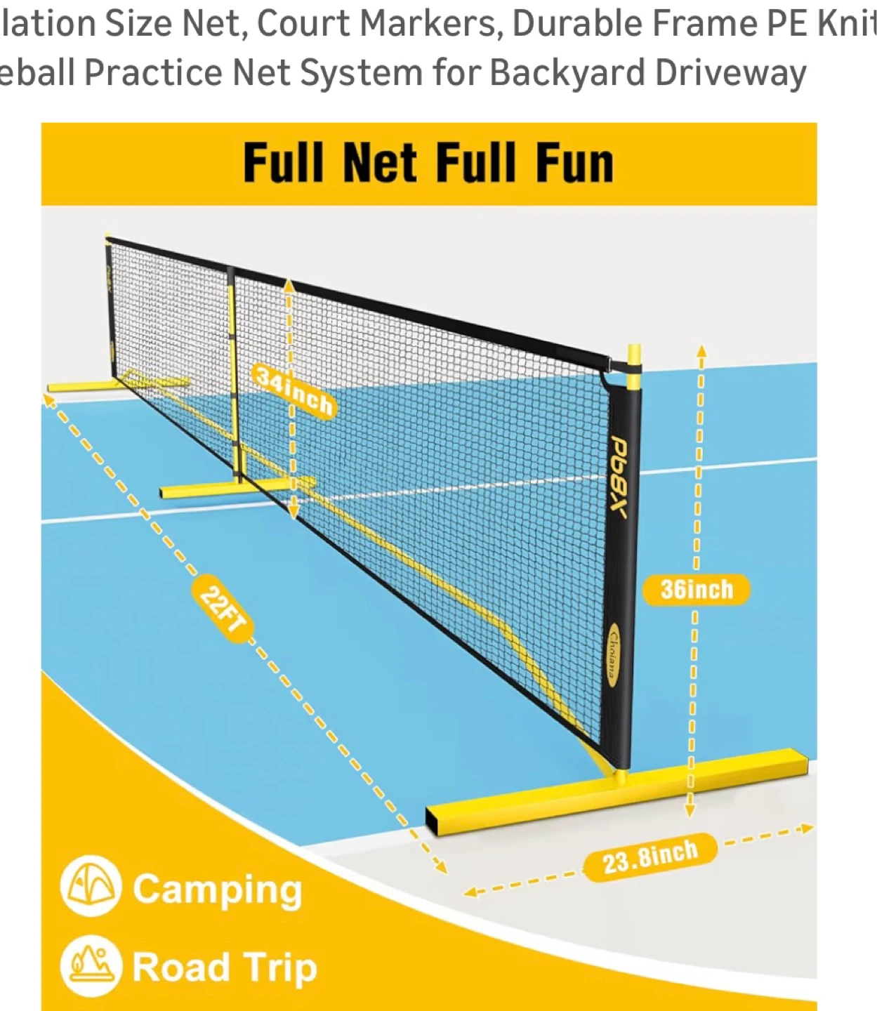 Pb8X New Portable Pickleball Net System - 22ft