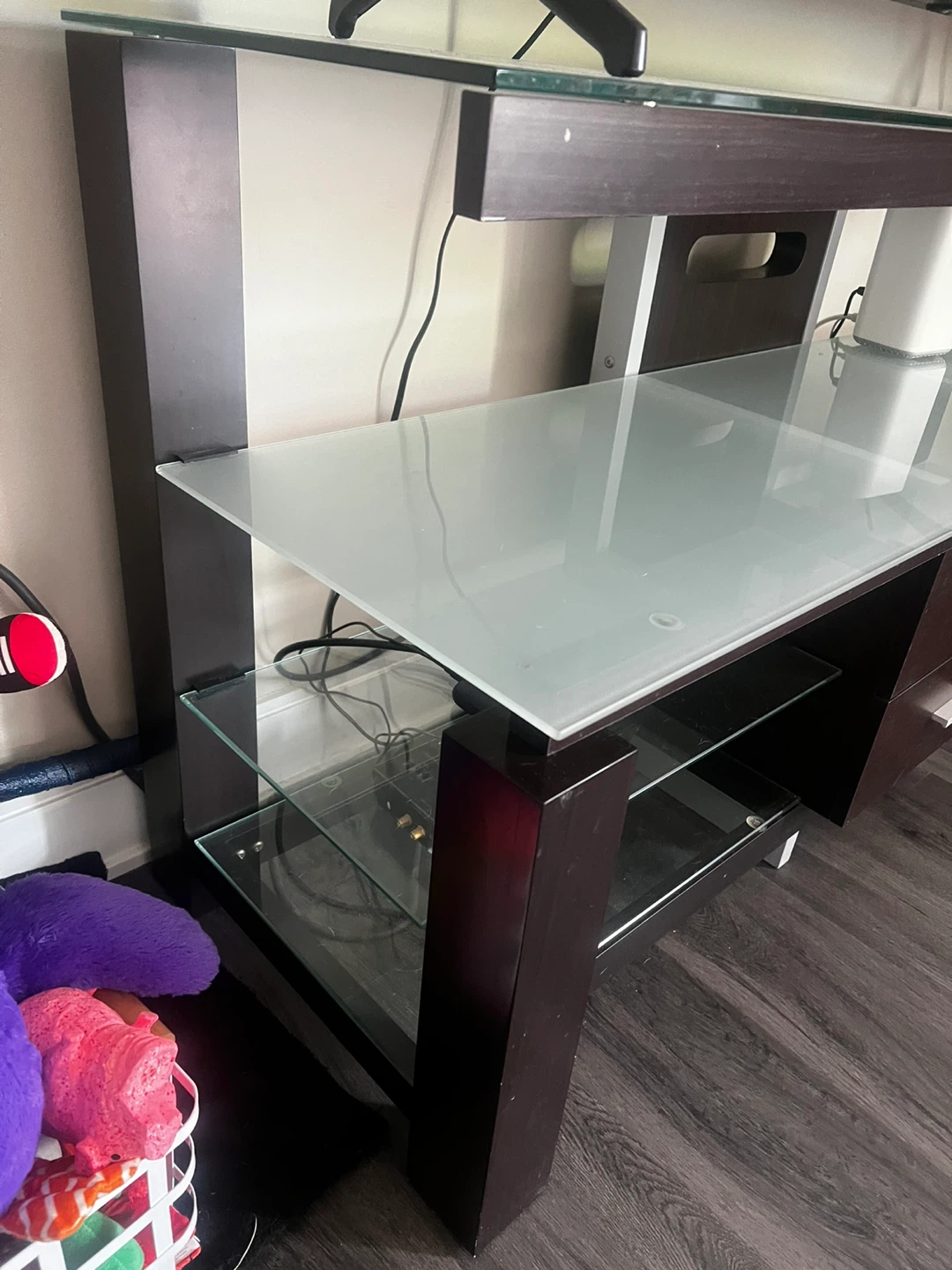 Glass Entertainment Center with Drawers - photo 3