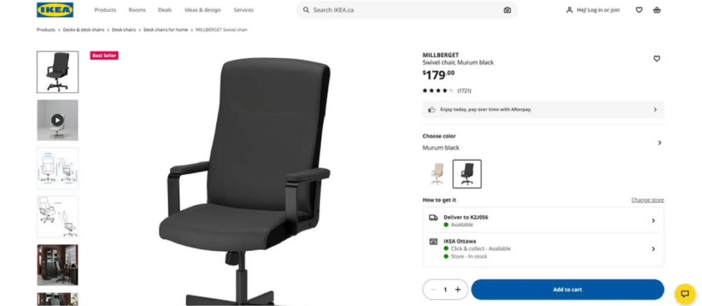 IKEA MILLBERGET Swivel Chair - Black