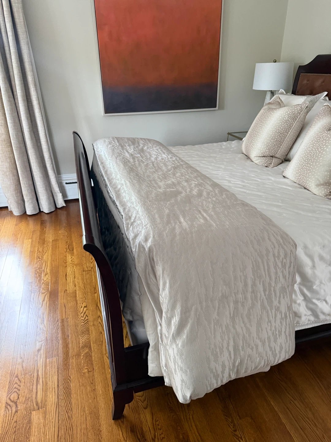 Ralph Lauren Tufted Leather Headboard Sleigh Bed Frame - photo 2