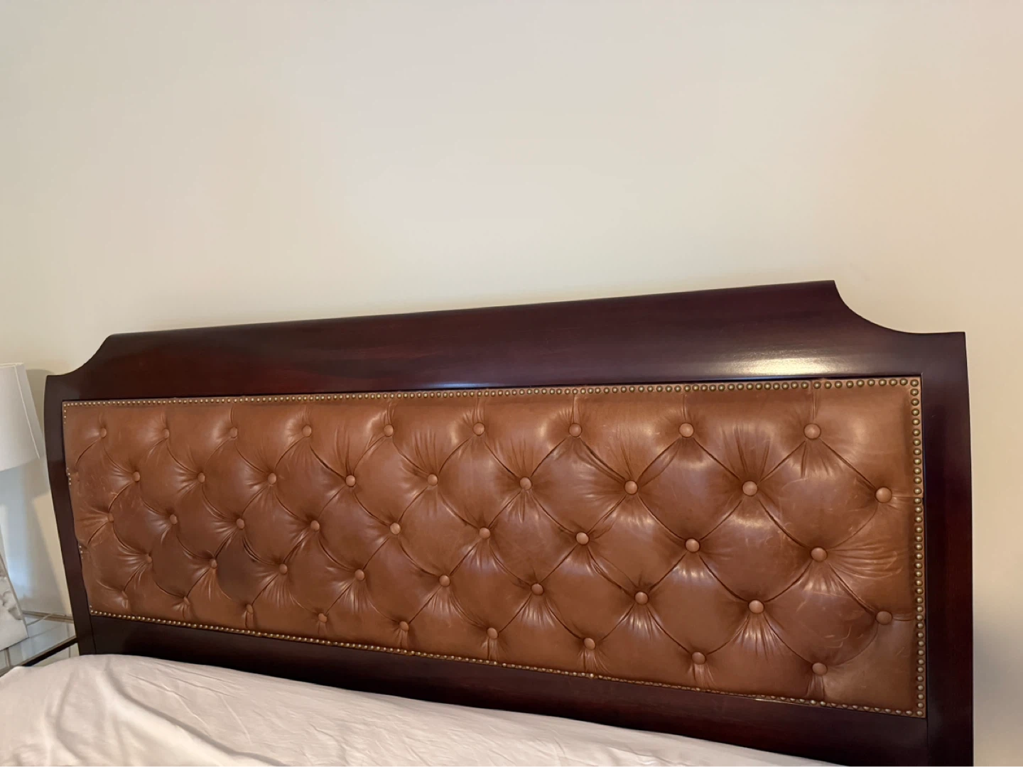 Ralph Lauren Tufted Leather Headboard Sleigh Bed Frame - photo 5
