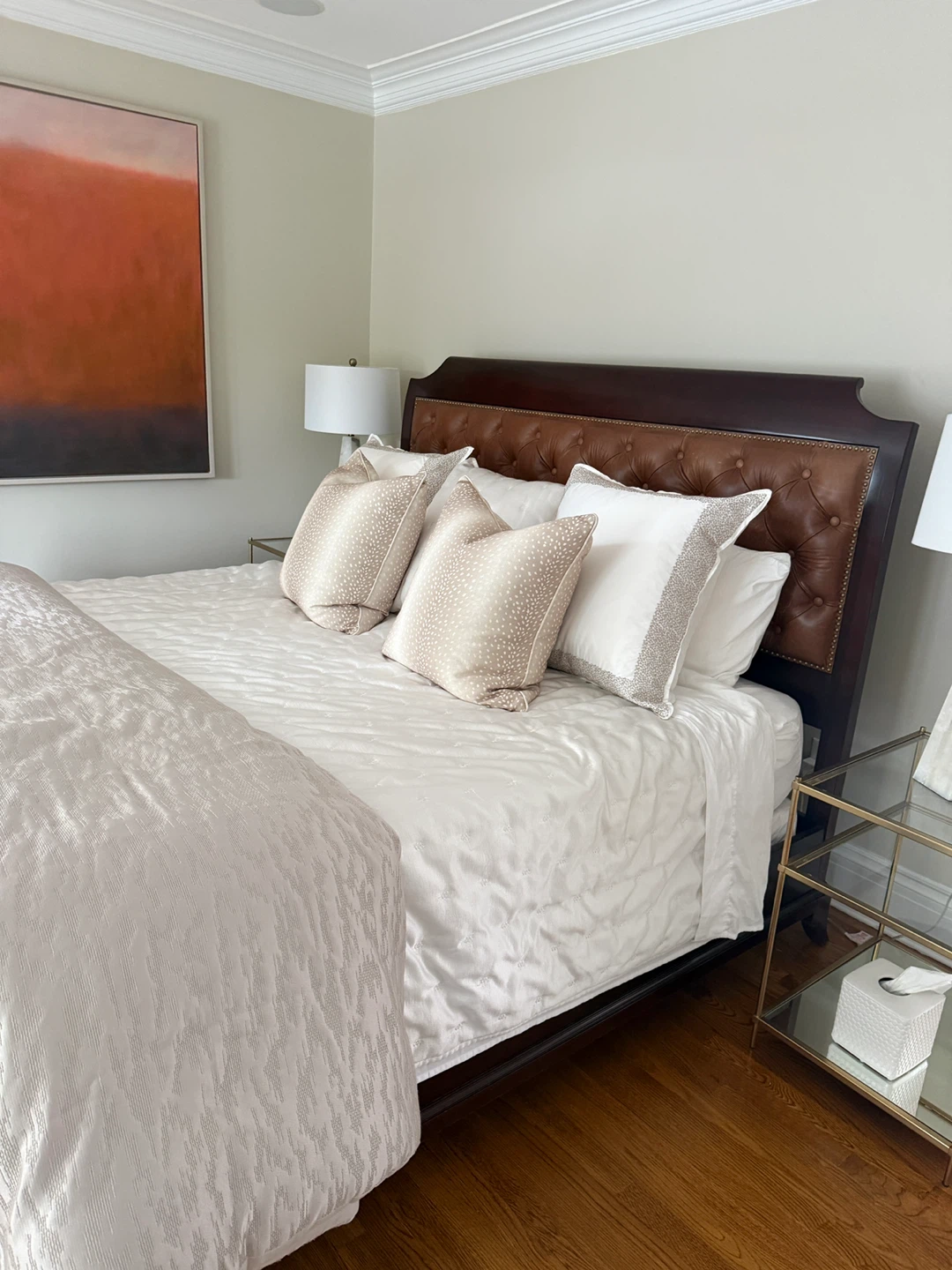 Ralph Lauren Tufted Leather Headboard Sleigh Bed Frame - photo 3