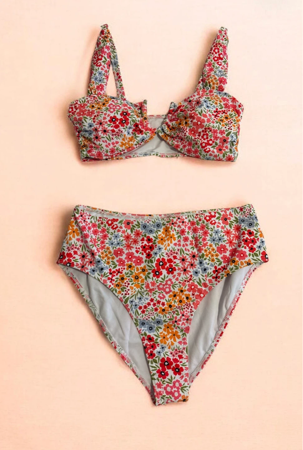 Floral Print High-Waisted Bikini - Size L - photo 4