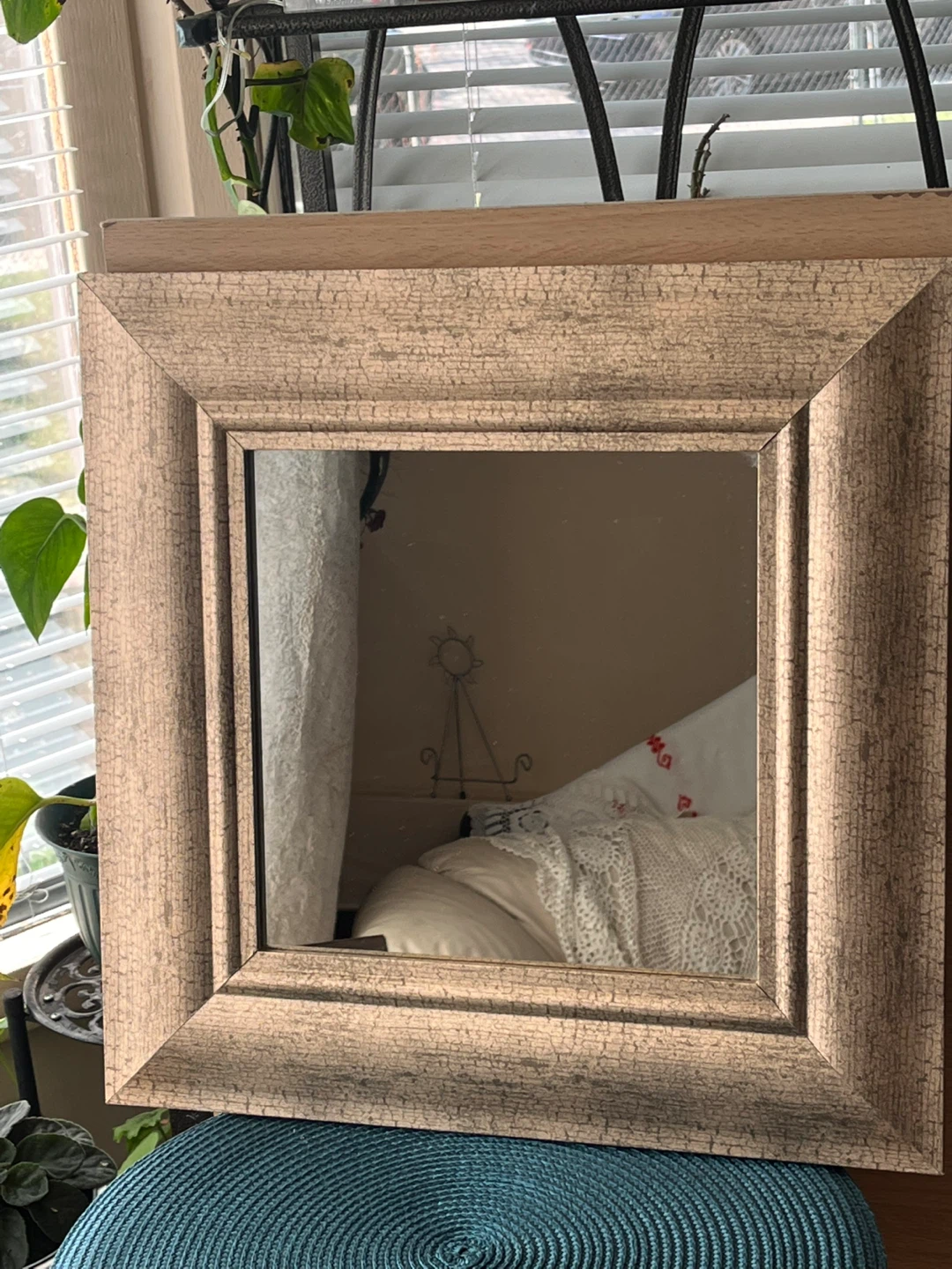 Mirror, distressed wood-look frame, 16x16, Made in Canada