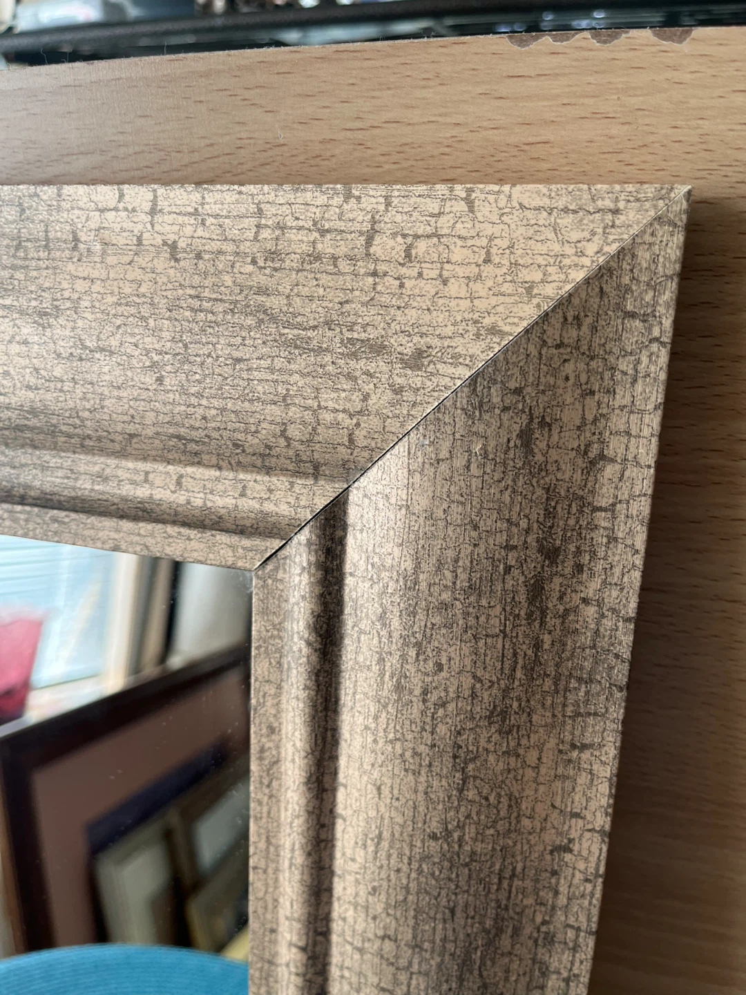 Mirror, distressed wood-look frame, 16x16, Made in Canada - photo 3