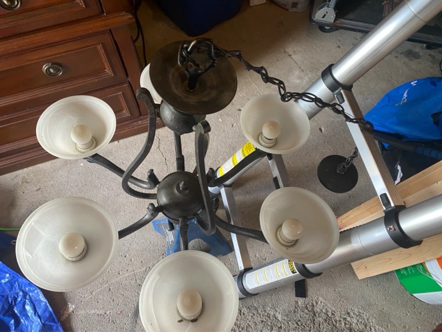 6-Light Chandelier with Frosted Glass Shades - photo 2