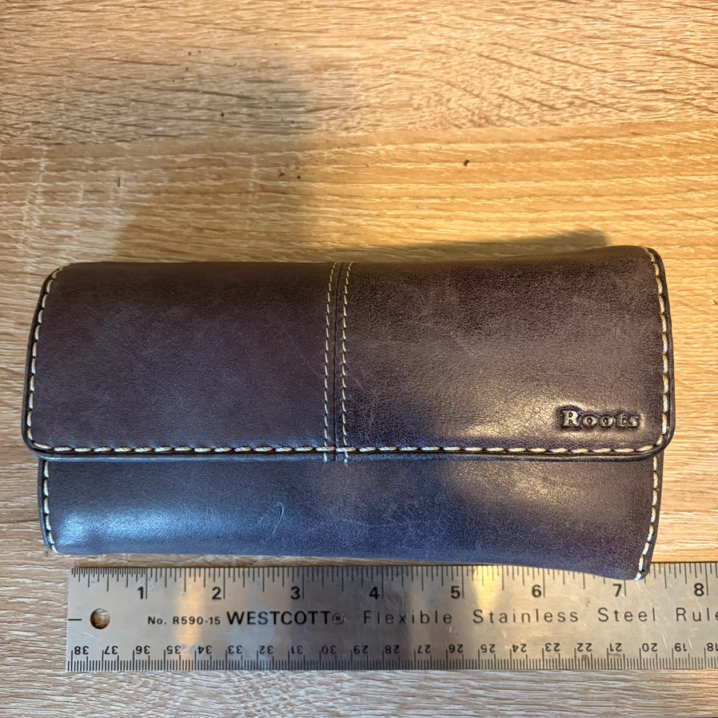 Roots Brown Leather Trifold Wallet