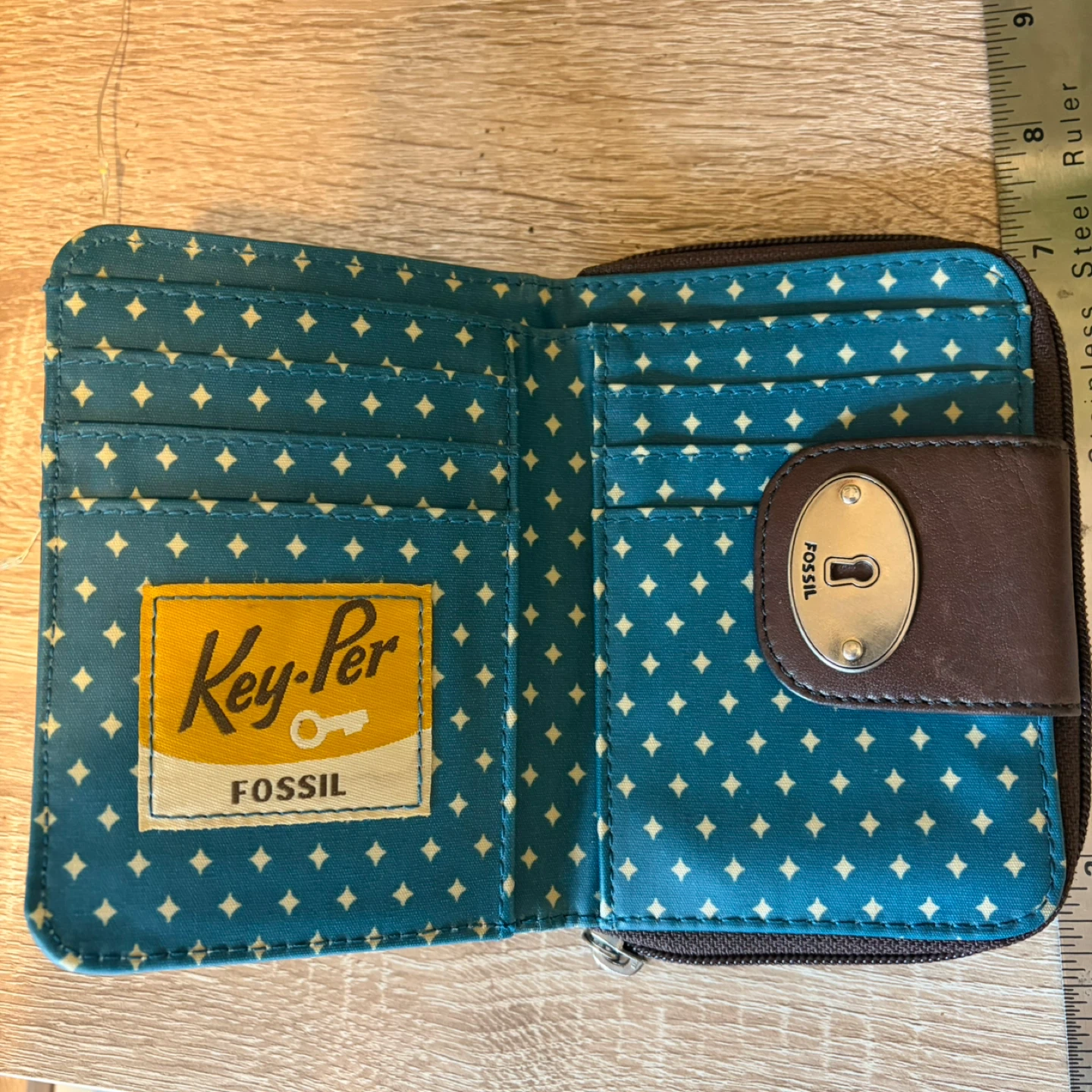Fossil Key-Per Brown Floral Zip Around Wallet - photo 3