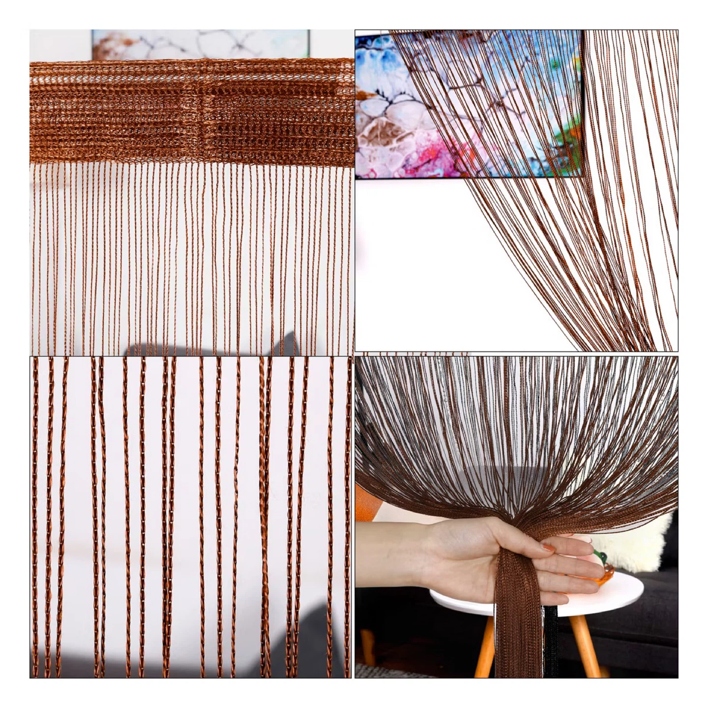 Sparkly Brown Fringe Tassel Door Curtains