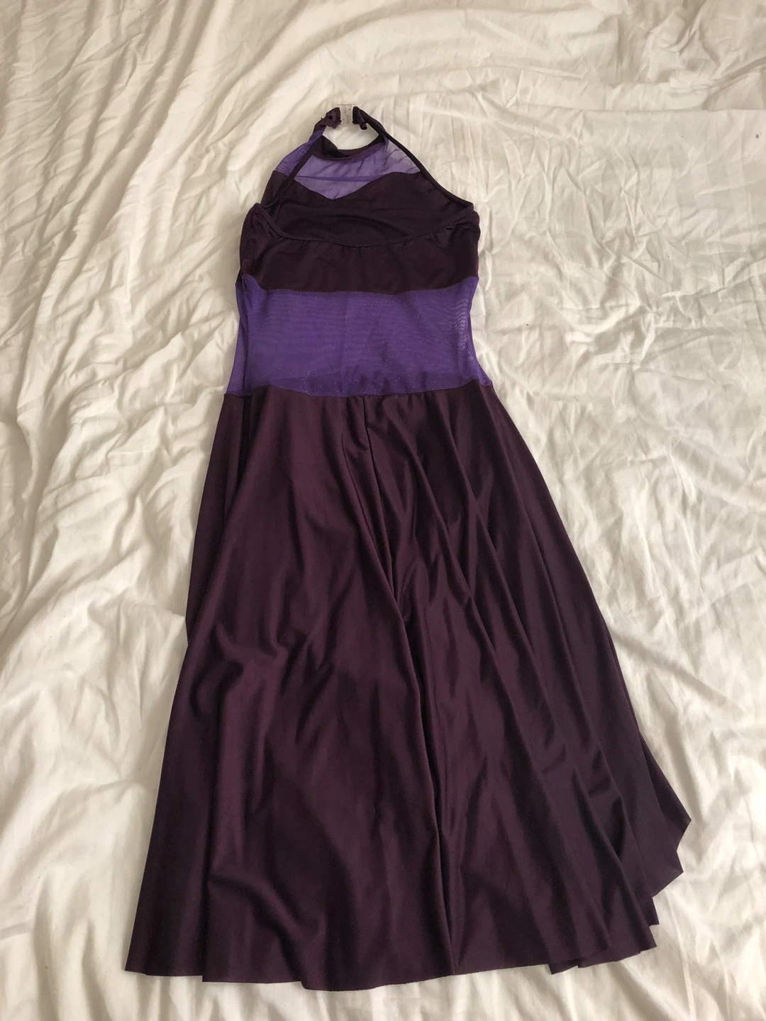 Purple Halterneck Dress with Mesh Accents - photo 3