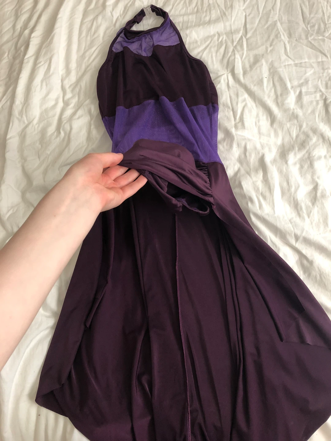 Purple Halterneck Dress with Mesh Accents - photo 2