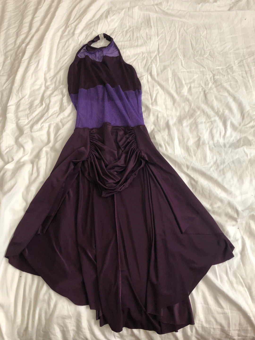Purple Halterneck Dress with Mesh Accents
