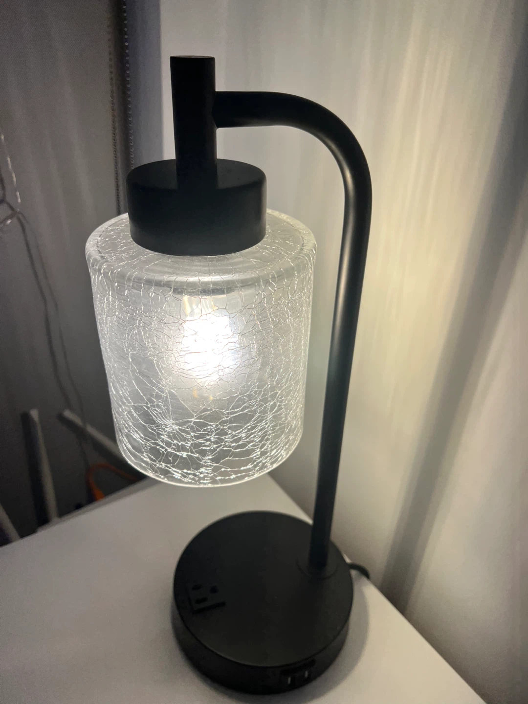 Black Desk Lamp with USB Ports and Outlet