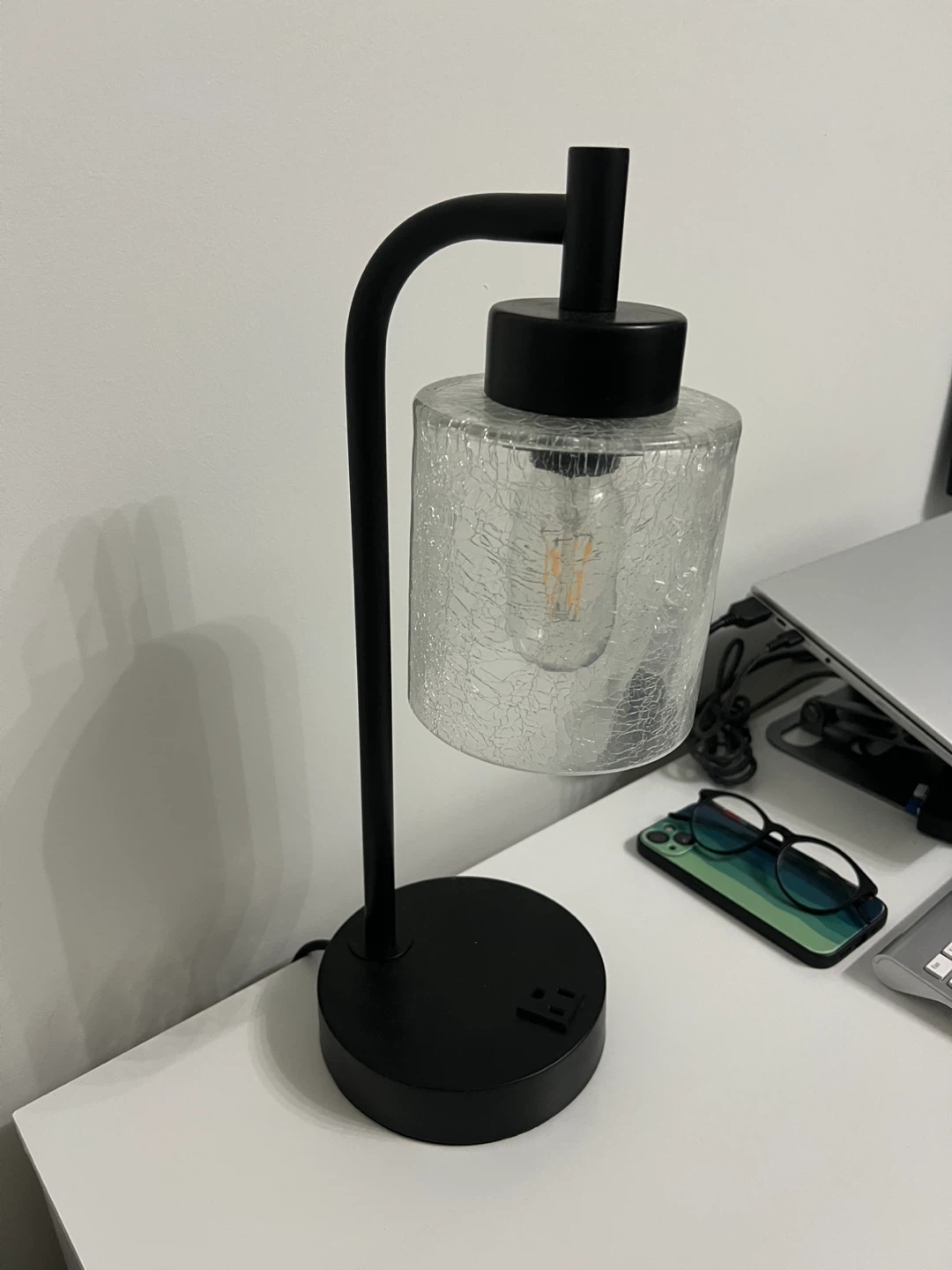 Black Desk Lamp with USB Ports and Outlet - photo 2